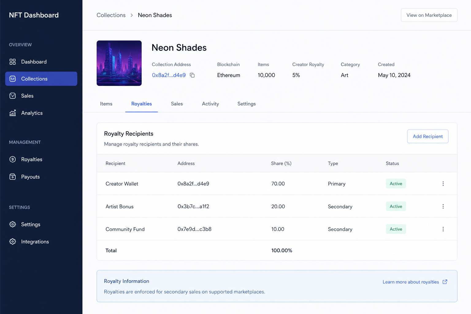 NFT & Creator Commerce UI